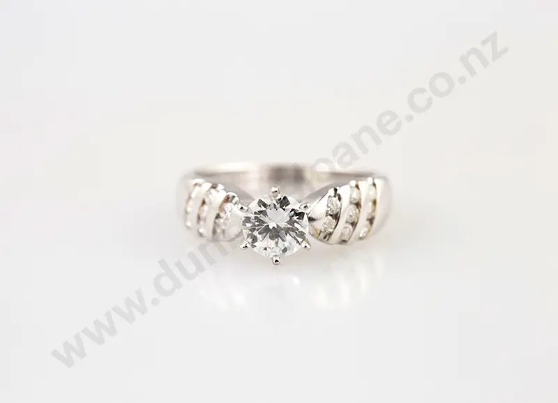 14ct White Gold Solitaire Diamond Ring Image 1++