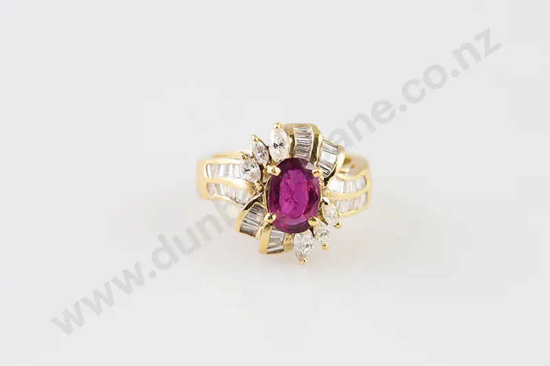 18ct 61stone Ruby & Diamond Cluster Ring Image 1++