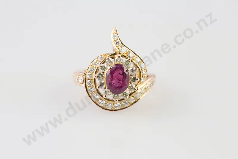 18ct 43stone Ruby & Diamond Cluster Ring Image 1++