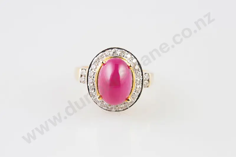 14ct 28stone Ruby & Diamond Cluster Ring Image 1++