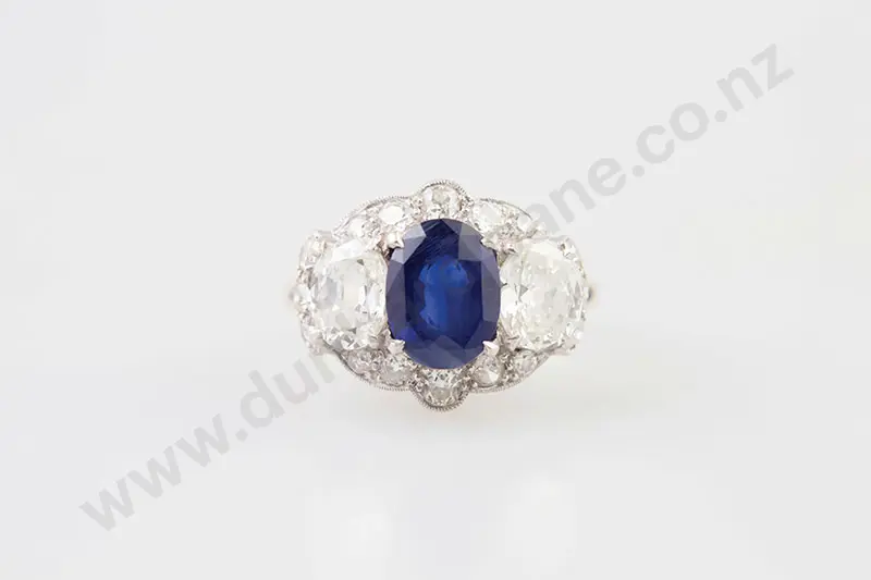 18ct White Gold 19stone Sapphire & Diamond Cluster Ring Image 1++