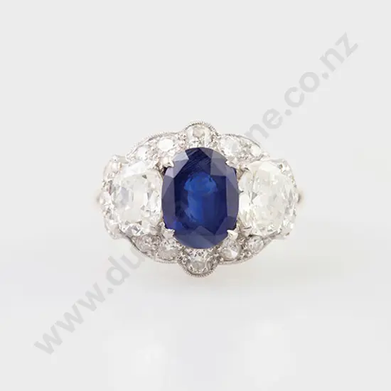 18ct White Gold 19stone Sapphire & Diamond Cluster Ring