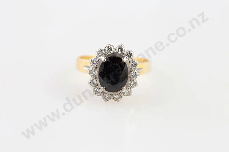 18ct 15stone Sapphire & Diamond Cluster Ring Image 1++