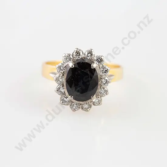 18ct 15stone Sapphire & Diamond Cluster Ring