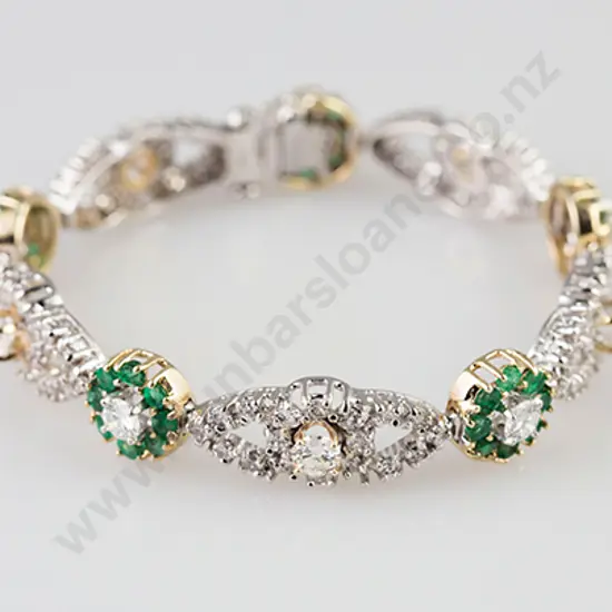 14ct 140stone Emerald and Diamond Fancy Bracelet
