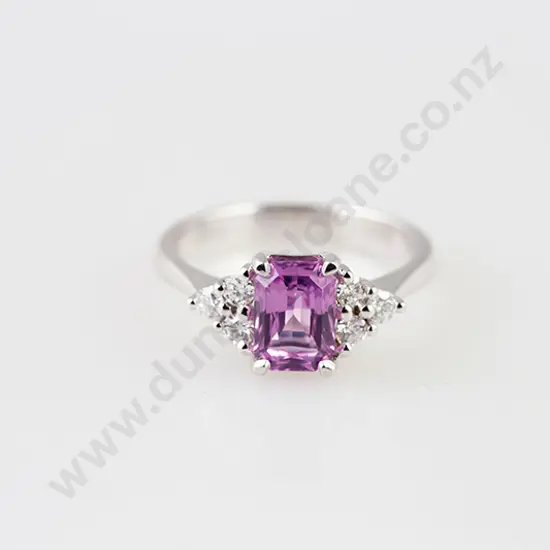 18ct White Gold Seven Stone Pink Sapphire & Diamond Ring