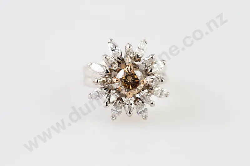 18ct White Gold Single Fancy Brown Image 1++