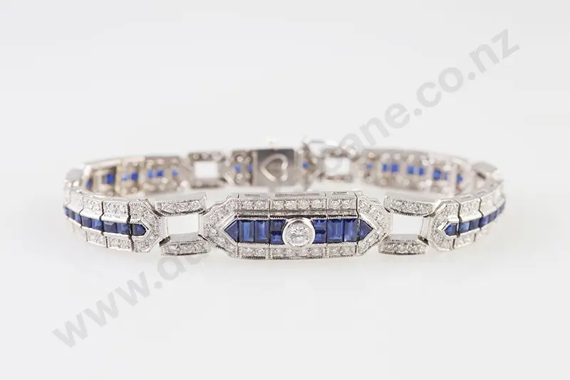 18ct White Gold 195stone Sapphire and Diamond Bracelet Image 1++