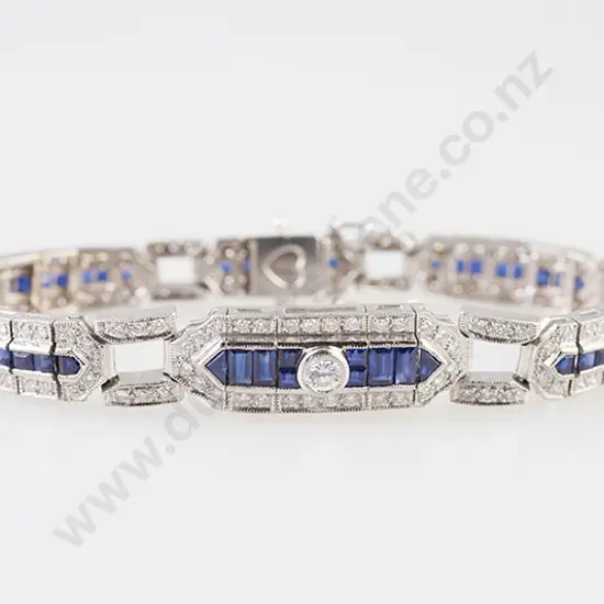 18ct White Gold 195stone Sapphire and Diamond Bracelet