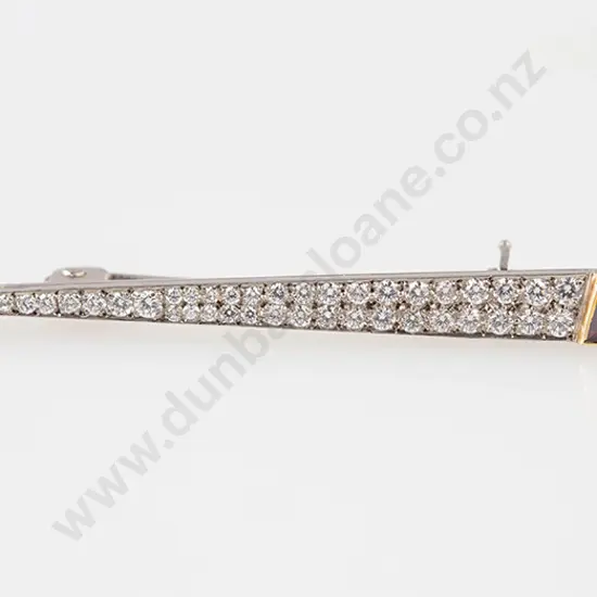 18ct & Platinum 42stone Diamond and Purple Sapphire Brooch/Pendant