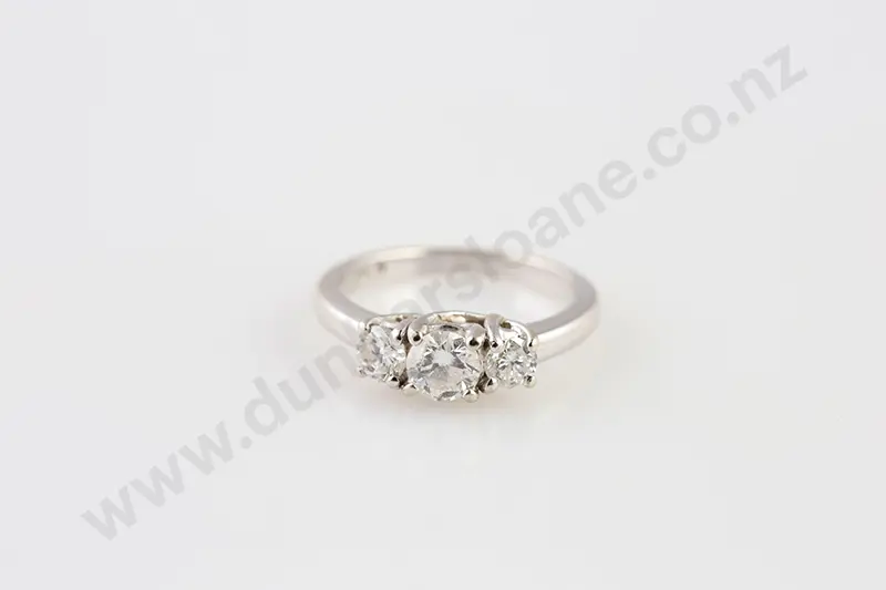 14ct White Gold Three Stone Diamond Ring Image 1++