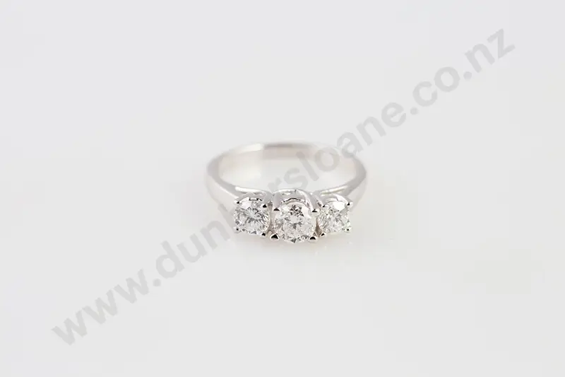 14ct White Gold Three Stone Diamond Ring Image 1++