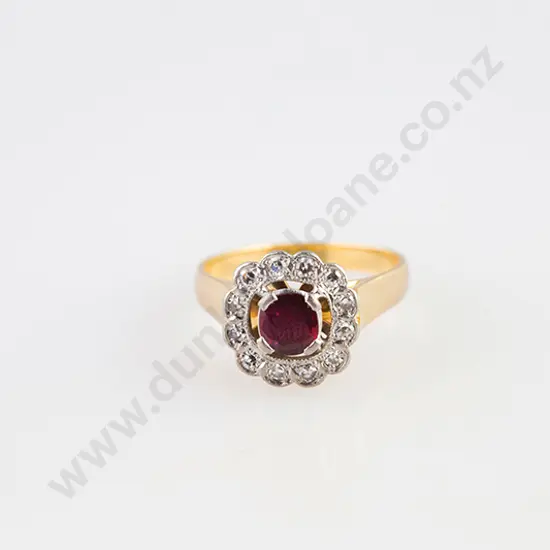 18ct 13stone Ruby & Diamond Cluster Ring
