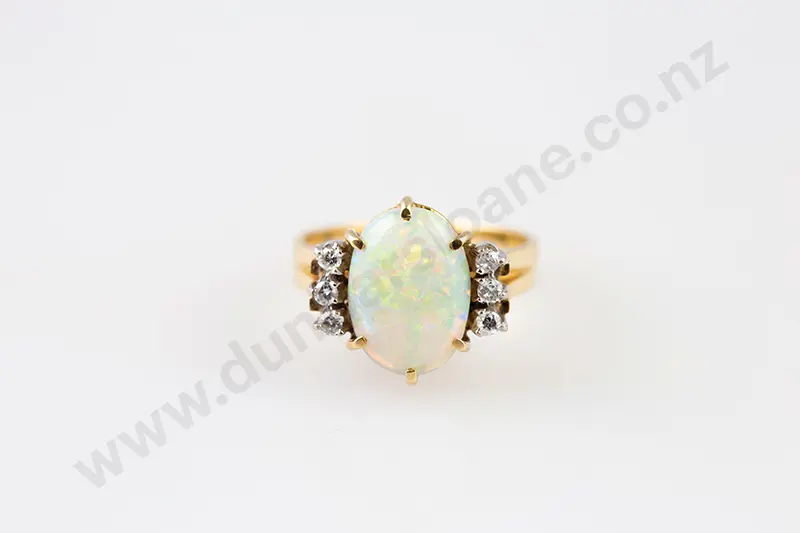 18ct Seven Stone Opal and Diamond Ring Image 1++