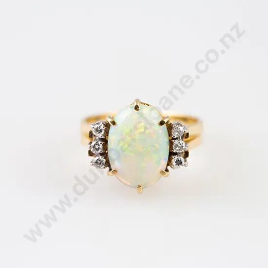 18ct Seven Stone Opal and Diamond Ring