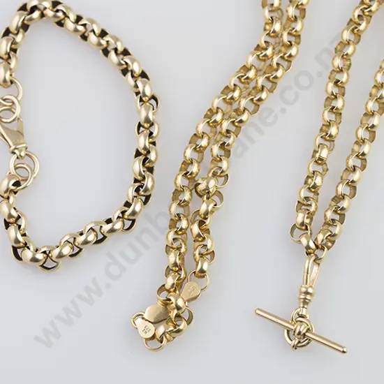 9ct Trace Link Neck Chain & Matching Bracelet