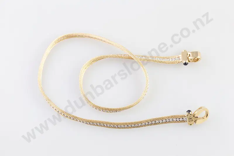 14ct Yellow & White Gold Fancy Mesh Link Necklace Image 1++