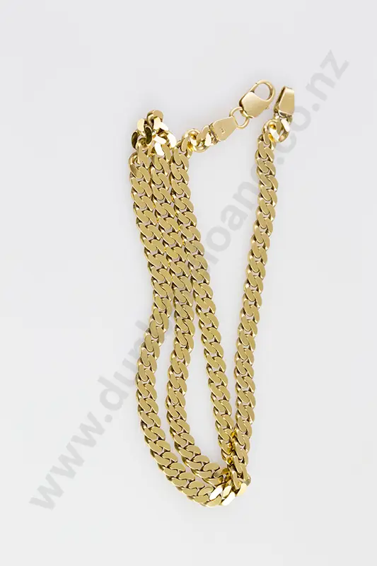 18ct Modern Flat Curb Link Neck Chain Image 1++