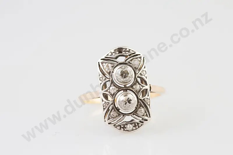 Art Deco 18ct 14stone Diamond Cluster Ring Image 1++