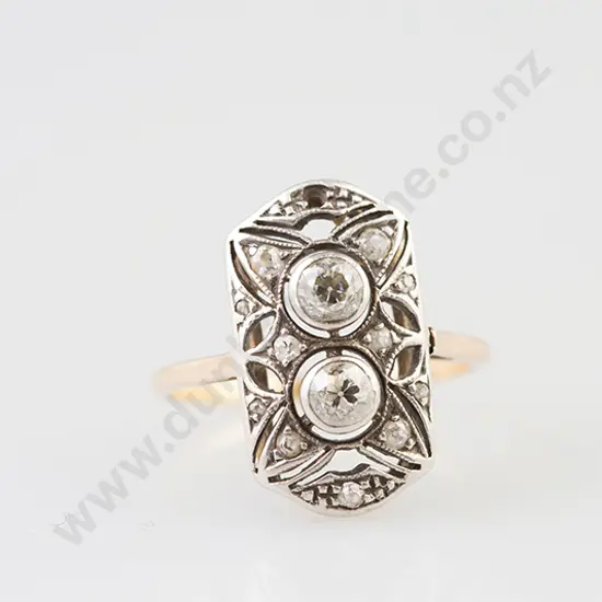 Art Deco 18ct 14stone Diamond Cluster Ring