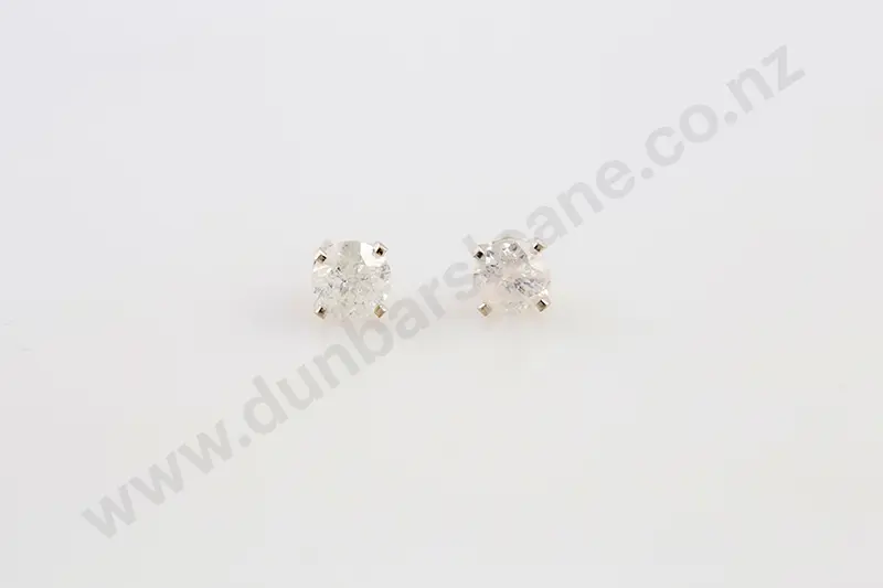 Pair 18ct Solitaire DIamond Stud Earrings Image 1++