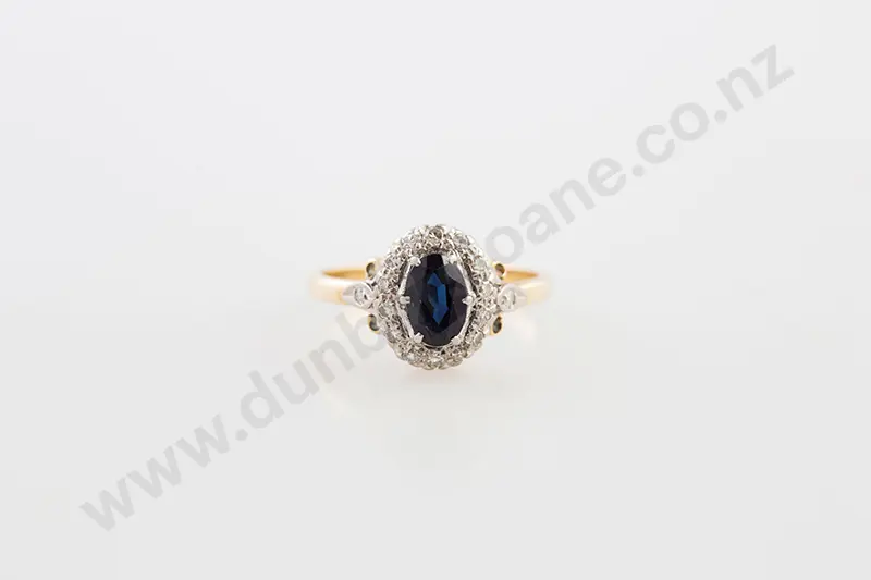18ct 17stone Sapphire & Diamond Cluster Ring Image 1++