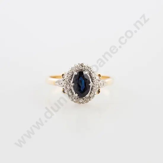 18ct 17stone Sapphire & Diamond Cluster Ring