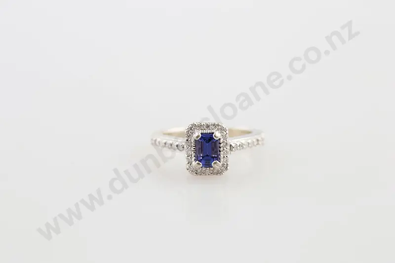 14ct White Gold 31stone Tanzanite & Diamond Cluster Ring Image 1++
