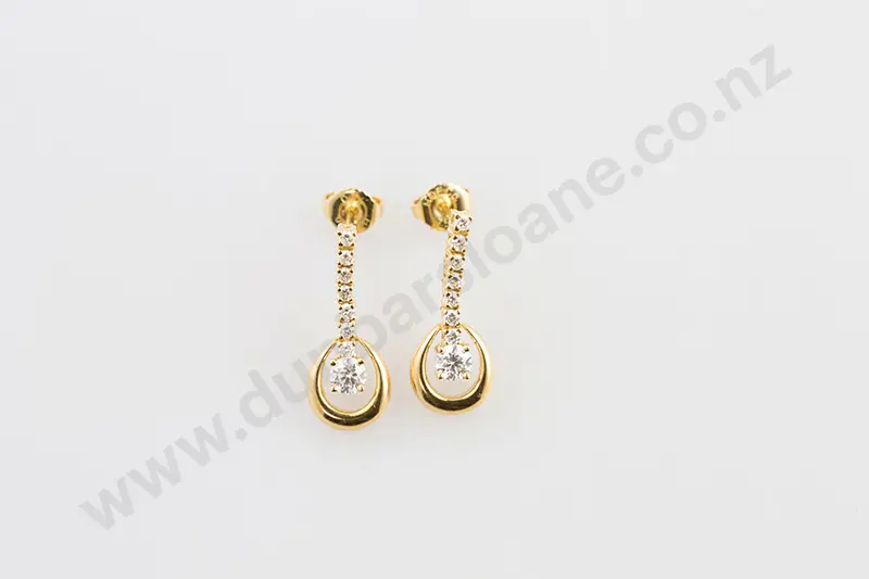 Pair 18ct Diamond Pendant Drop Earrings Image 1++