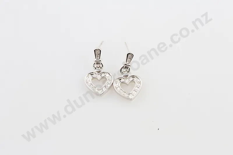 Pair 14ct White Gold Pendant Drop Earrings Image 1++