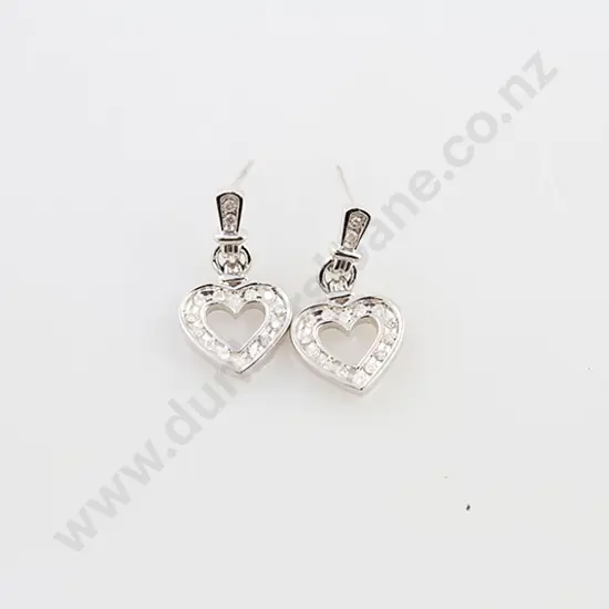 Pair 14ct White Gold Pendant Drop Earrings