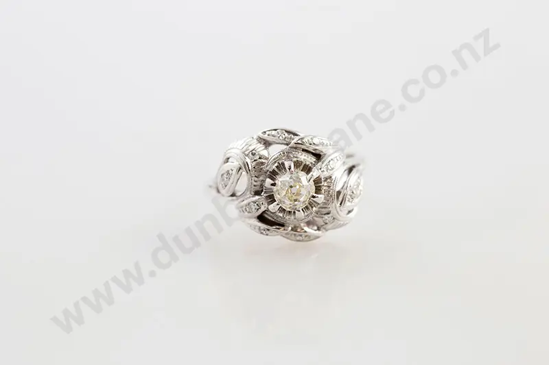 18ct White Gold Eleven Stone Diamond Cluster Dress Ring Image 1++