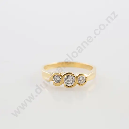 18ct Three Stone Diamond Band Ring