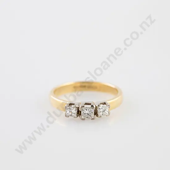 18ct Three Stone Diamond Bridge Ring
