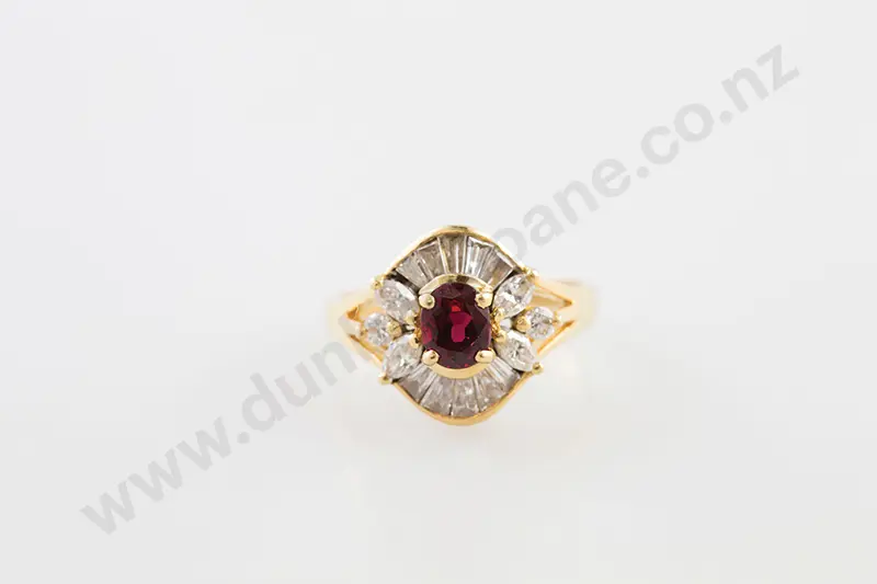 18ct 17stone Ruby & Diamond Cluster Ring Image 1++