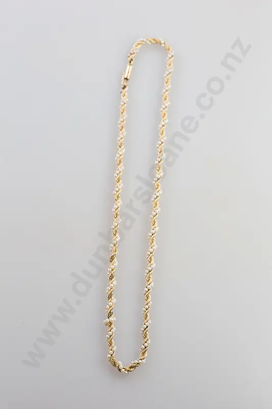 14ct Rope Twist and Pearl Neck Chain Image 1++