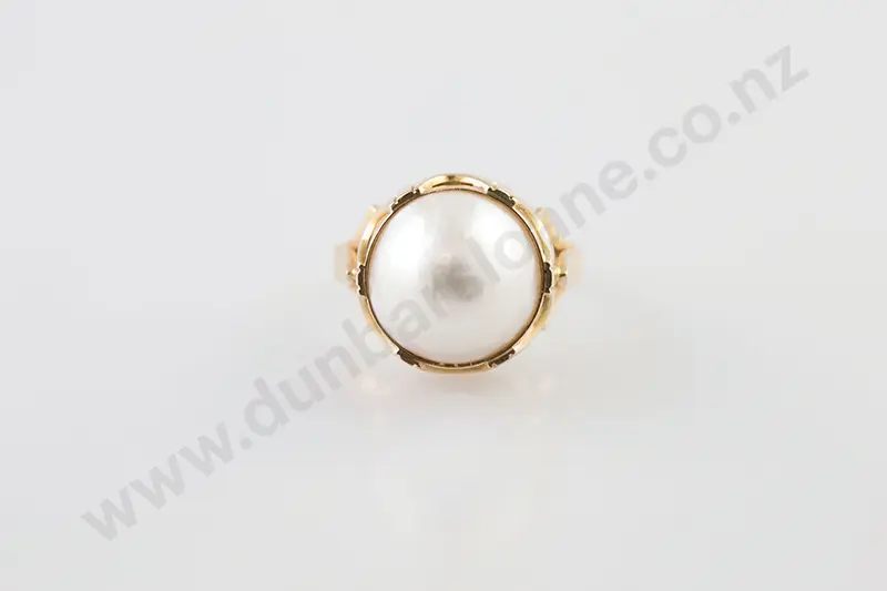 14ct Single Mabe Pearl Dress Ring Image 1++