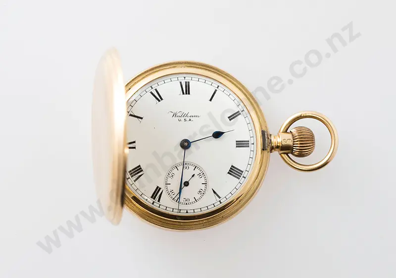 18ct Hunter Cased Waltham Lever Wind Pocket Watch Image 1++