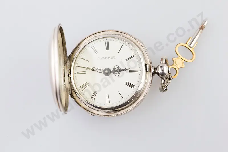 S/S Hunter Case Key Wind Small Pocket Watch Image 1++