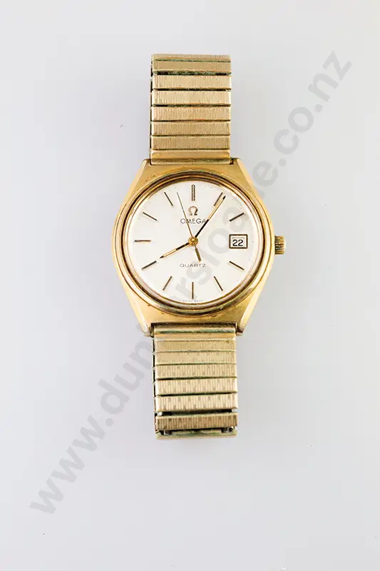 Gold Plated Gents Omega Quartz Wrist Watch Image 1++