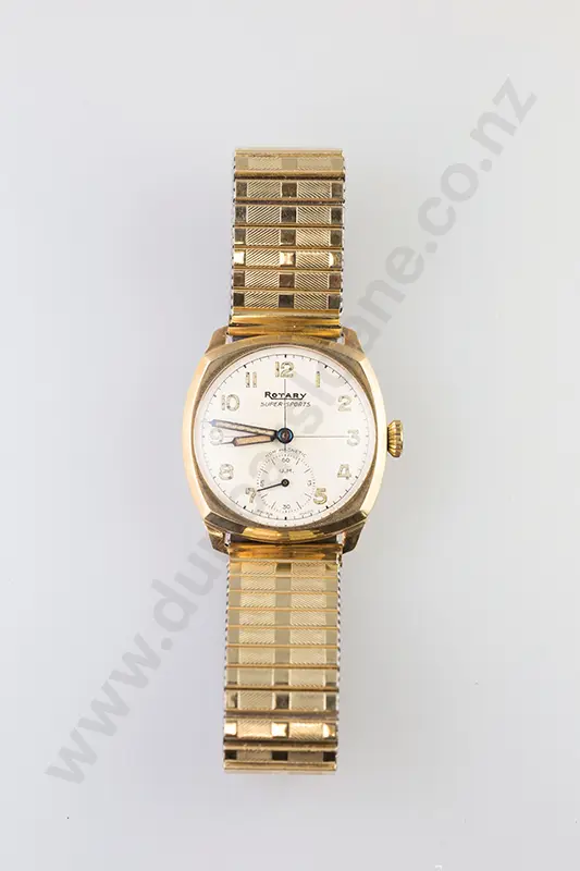 Vintage 9ct Gents Rotary Super-Sports Wrist Watch Image 1++