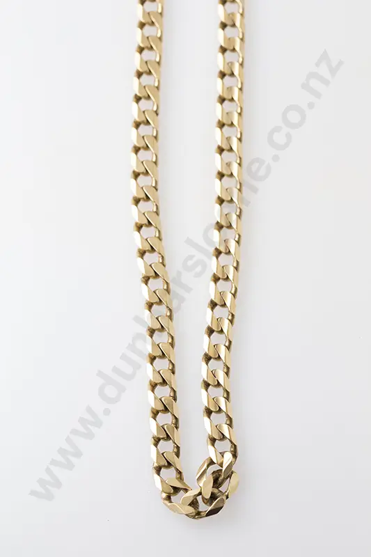9ct Gents Modern Heavy Mixed Flat Curb Link Neck Chain Image 1++
