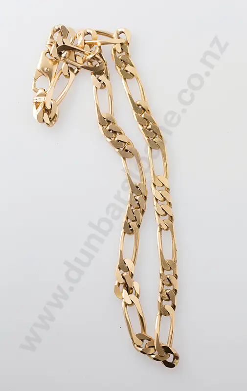 9ct Gents Modern Heavy Mixed Flat Curb Link Neck Chain Image 1++