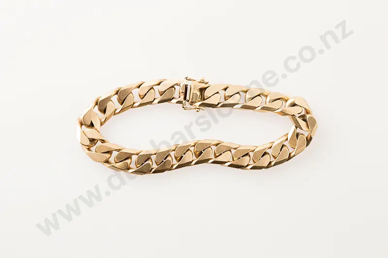 9ct Gents Modern Heavy Mixed Flat Curb Bracelet Image 1++