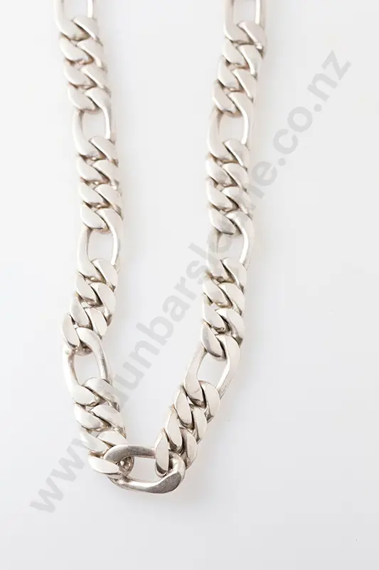 .925 Silver Gents Heavy Mixed Flat Curb Link Neck Chain Image 1++