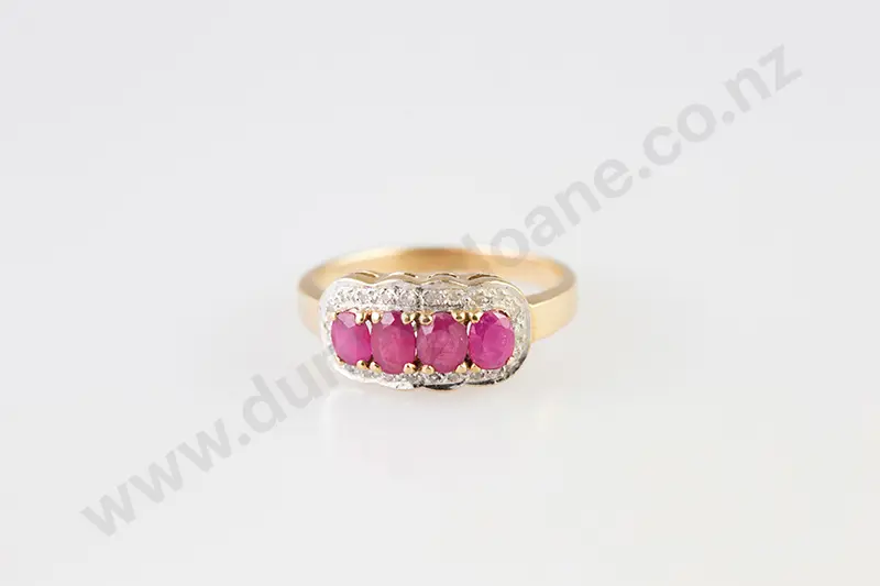 9ct 26stone Ruby & Diamond Cluster Ring Image 1++