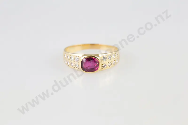 14ct 17stone Ruby & Diamond Band Ring Image 1++