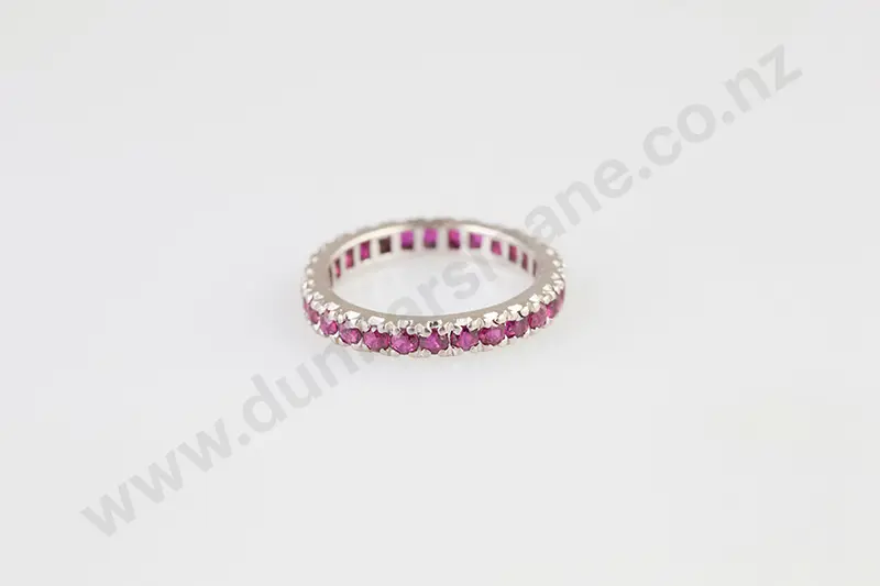 9ct White Gold 28stone Ruby Eternity Band Image 1++