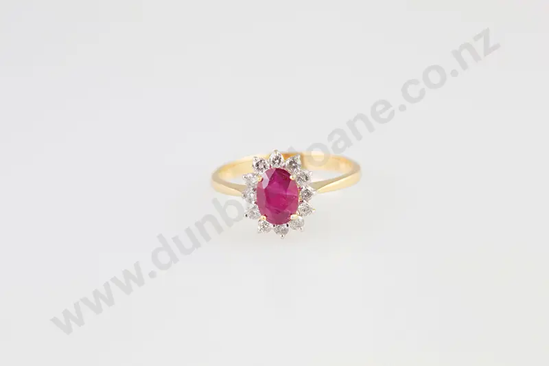 18ct 13stone Ruby & Diamond Cluster Image 1++