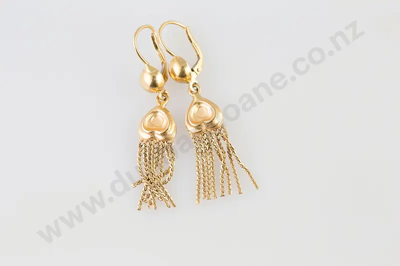 Pair 18ct Pendant Drop Earrings Image 1++